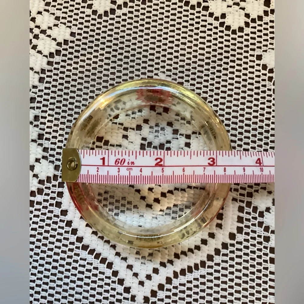 Lucite Bangle Flower Bracelet - Picture 3 of 8